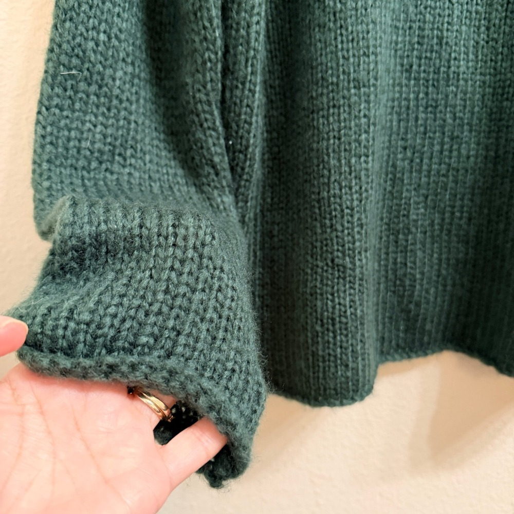 Wooden Ships Merry Crew Chunky Knit Sweater Green Mohair Wool XS/S Holiday Cozy - Picture 5 of 9